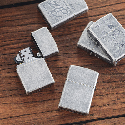 高档打火机zippo正版男士古银1932经典标志美国zippo