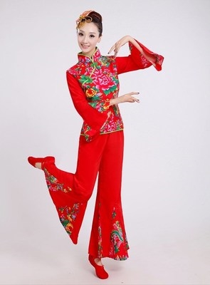 二人转女式土气大红服装舞台装伴伴娘女装村姑民族服装