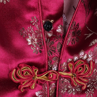 女士真丝缎子加棉唐装外套棉服上衣紫红绸缎上衣