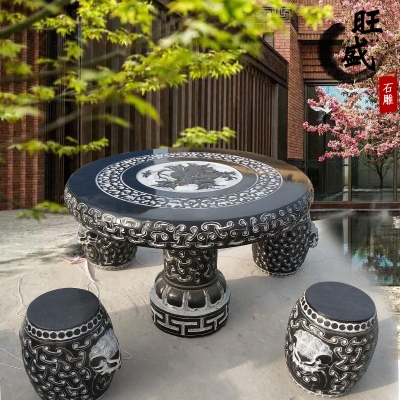 石桌石凳石雕曲阳天然大理石青石仿古庭院户外石雕