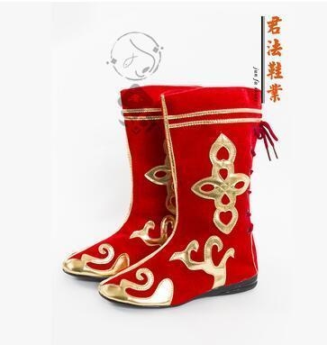 民族蒙族舞鞋民族风中筒女中马靴蒙古靴子舞蹈藏族舞鞋