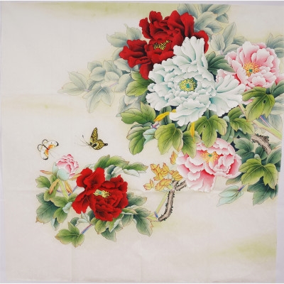 工笔画国画仿古斗方花鸟画精品手绘无款字画题款国画