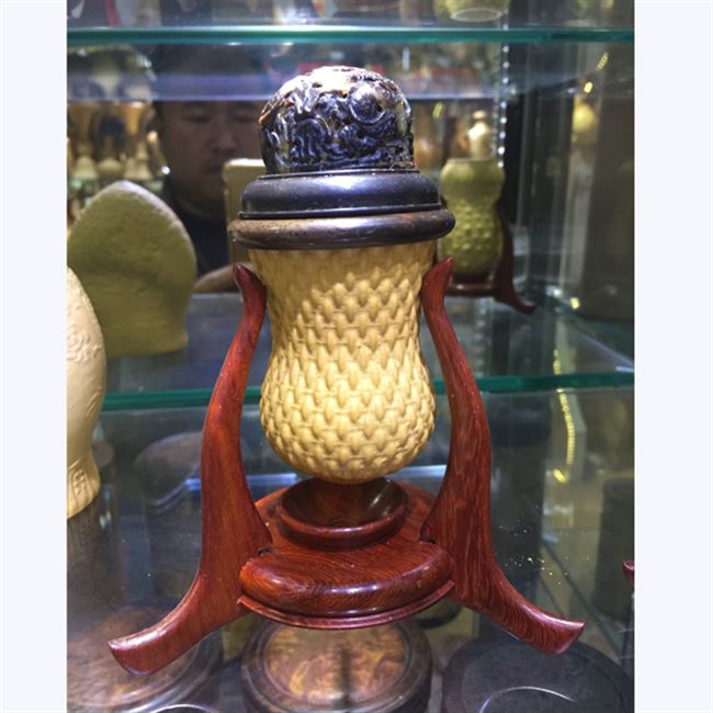 葫芦底座鸡心蝈蝈三脚架木托文玩手捻把玩风水葫芦