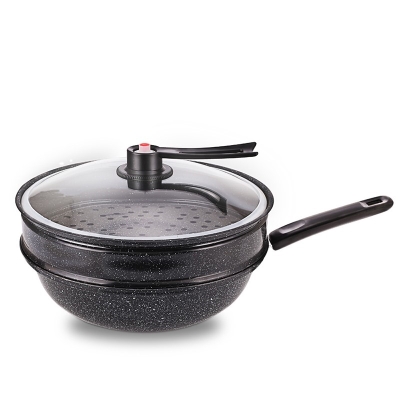 真空麦饭石养生多功能微压压力炒锅炒勺家用不平底炒锅