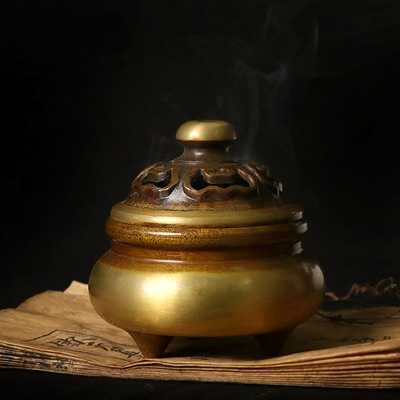 香炉仿古纯铜摆件熏炉盘香打篆供佛佛教香薰炉