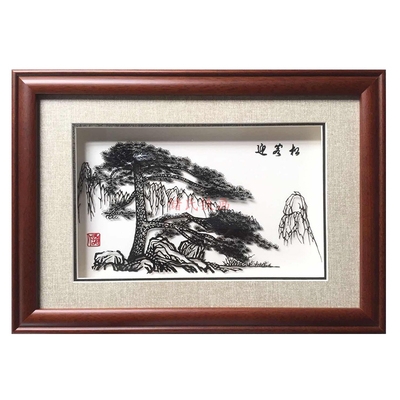 铁画芜湖迎客松摆件特色金属金属工艺工艺品书房客厅铁画