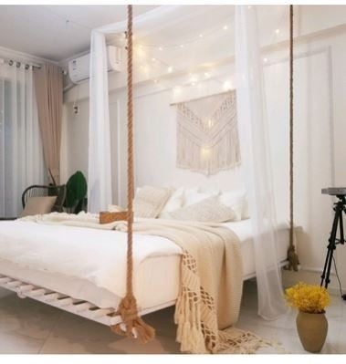 民宿大人房间铁床单人躺网状心艺吊床摇吊绳摇床主题