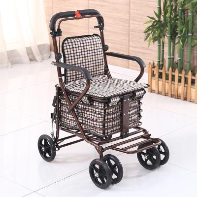 老年人便携推车折叠手推可坐助力车手手扶买菜购物篮