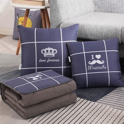 网护枕头被子夏季办公室腰子女卡通红毯一体两用被二合一午睡抱枕