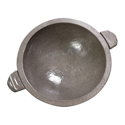 野外烤鱼石板火锅平底锅盘青石石盆烧烤平底款石头野炊锅天然