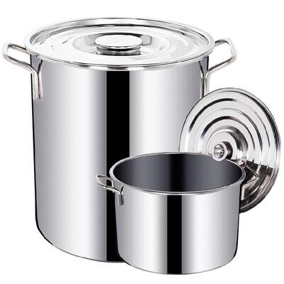 不锈钢桶圆桶加厚蒸饭桶商用大容量保温桶带盖小号卤煮家用工业