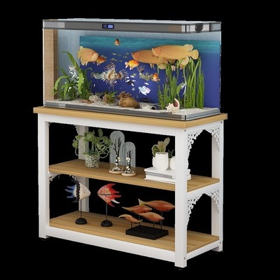 底座鱼缸架子底柜小型客厅水族箱实木家用多层鱼缸