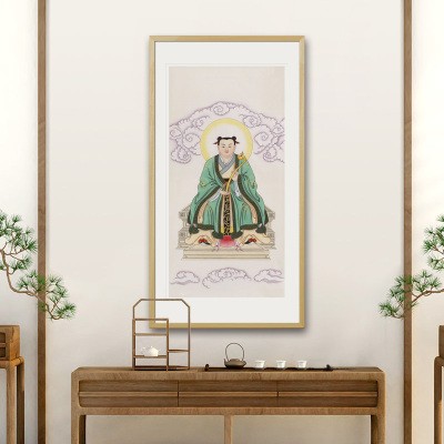 工笔道教人物国画三茅真君画像道场法会供奉国画