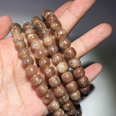 珍藏版果冻琥珀玉化籽老星月菩提提子佛珠手串佛珠