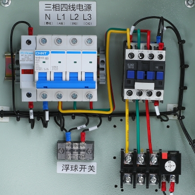 水泵配电柜排污380v控制手动浮球自动开关三相强电布线箱