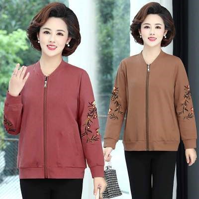 四十妈妈短外套春秋女装中老年衣服穿上六十岁夹克中