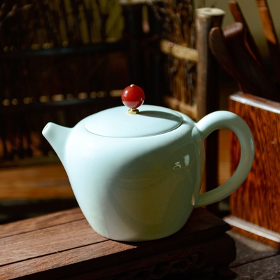 正品季雅金顶青瓷汝窑茶具套装整套汝瓷功夫整套茶具