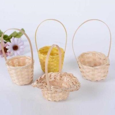 影楼小花花篮装饰竹篮小物件迷你饰品竹编手提花篮