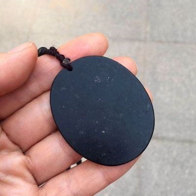 泰山墨玉龙牌吊坠项链生肖龙单龙戏珠黑玉玉石项坠