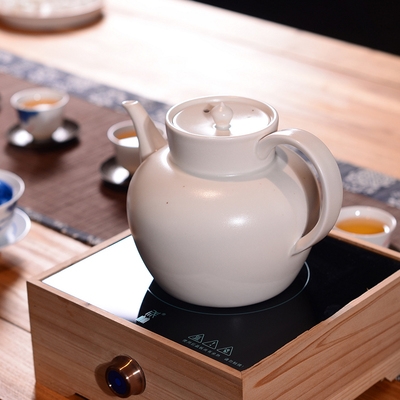 宋韵功夫陶瓷茶具功夫茶手工苏打茶壶白泥煮水壶茶壶