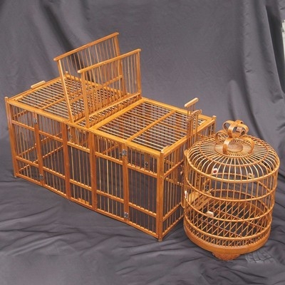 画眉鸟攻笼打架笼工80公分大号竹制折叠鸟笼四方鸟笼