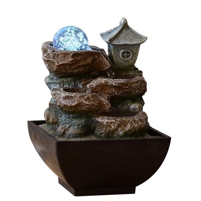 石来运转摆件童子流水山水盆景假山石头镇店之宝招财摆件