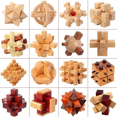 孔明锁十八木质鲁班18根锁解成人智力罗汉玩具解锁