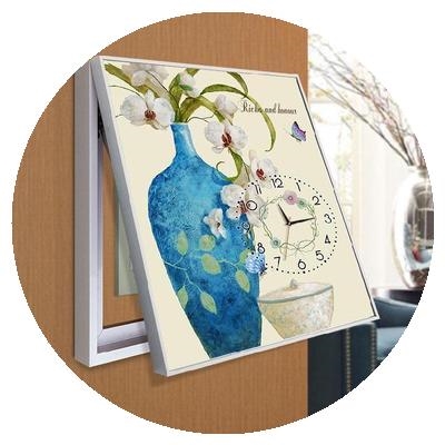 双层钟表板墙面板四口电箱电表薄款白板壁灯现代装饰画