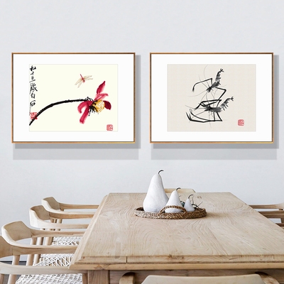 饭厅齐白石画画水墨画水墨装饰客厅餐厅中齐国画现代装饰画