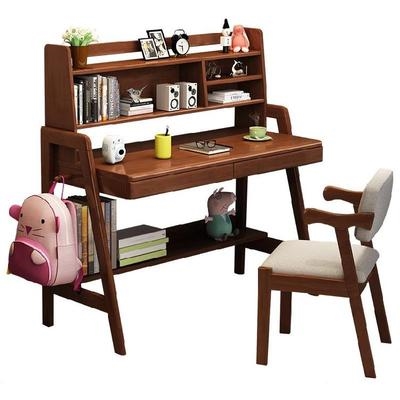 实木书桌木板免漆工作台桌子牛角椅子笔记本电脑桌