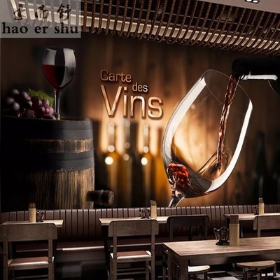 3d欧式红酒背景墙壁纸葡萄酒文化酒馆酒吧定制定制壁画