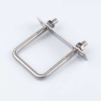 304不锈钢方型卡直角u型卡螺栓螺丝阳台晾衣架立柱管卡扣方管夹管