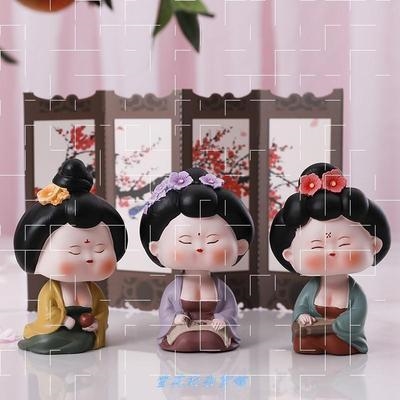 摆件唐朝仕女侍女陶瓷玩偶小人娃娃创意意中摆件