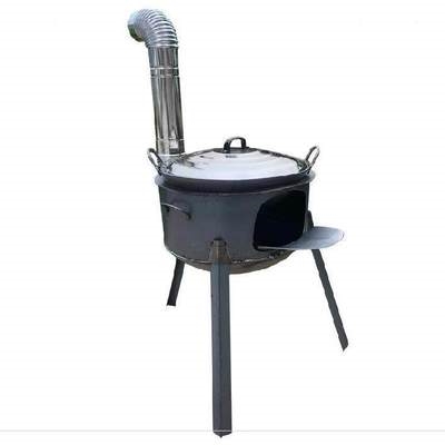 柴火家用炉子铁炉钢板节柴大口径炖锅烟囱烧柴野餐炉具