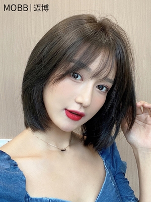 短发高档自然发丝真人发型中短韩式少女长发整顶假发