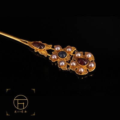 头饰明代花丝镶嵌花蝶发簪汉服配饰首饰丝工发饰