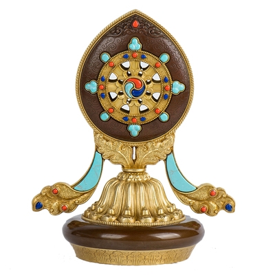 佛缘慧宝佛教密宗供具宝轮摆件轮王七政吉祥摆件