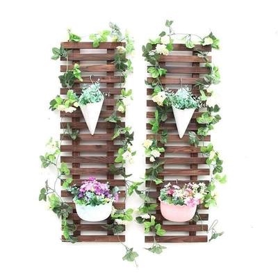 新品墙上木条格子花架白色阳台壁挂装饰墙面花架