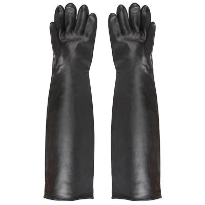 工业橡胶手套乳胶工作防水耐磨加大加厚耐用黑色劳保牛津化工长筒