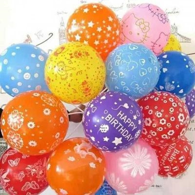 图案气球圆形彩色五面全花多样婚庆装饰儿童玩具气球