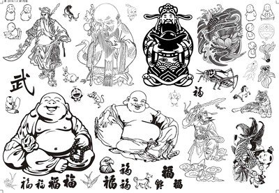 葫芦烙画底稿贴纸烫画手工雕刻图案转印素材葫芦