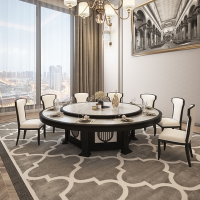 餐桌圆桌人家酒店大圆人木饭店桌椅火锅转盘酒店桌椅