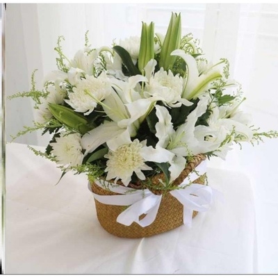 花圈白事殡葬用品黄菊扫墓丧事花篮追悼会丧葬花篮