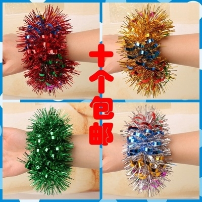 儿童节幼儿园舞蹈手腕手环彩色花丝带手饰小学生跳舞手腕花