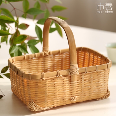 竹编篮子提篮玉竹面包菜篮居家装饰收纳馒头手工竹编