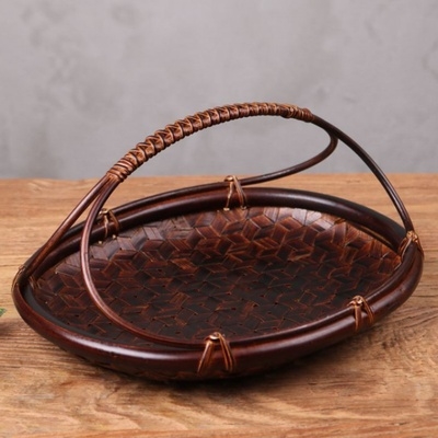 茶道收纳日式竹编龟甲茶具储物盒香道茶点水果茶道