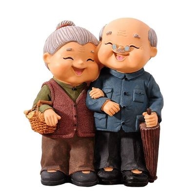 金婚可爱偕老老两口情侣娃娃摆件爷爷卡通装饰品摆件
