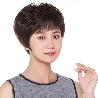 妈妈高端中年假发4050岁老年真发化全头套发型日常整顶假发