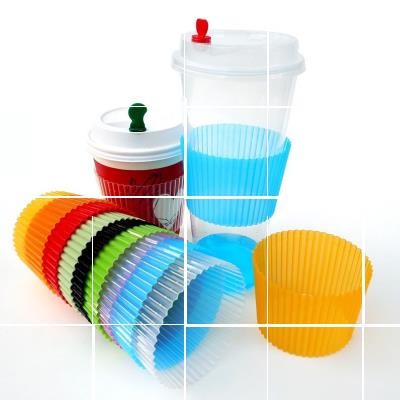 透明杯咖啡一次性防滑奶茶杯注塑套pp加厚冷热塑料纸杯隔热饮杯套