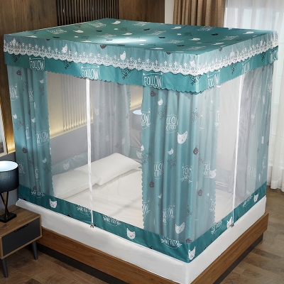 遮光蚊帐家用床帘拉链链式18m公主15m全封闭蚊帐